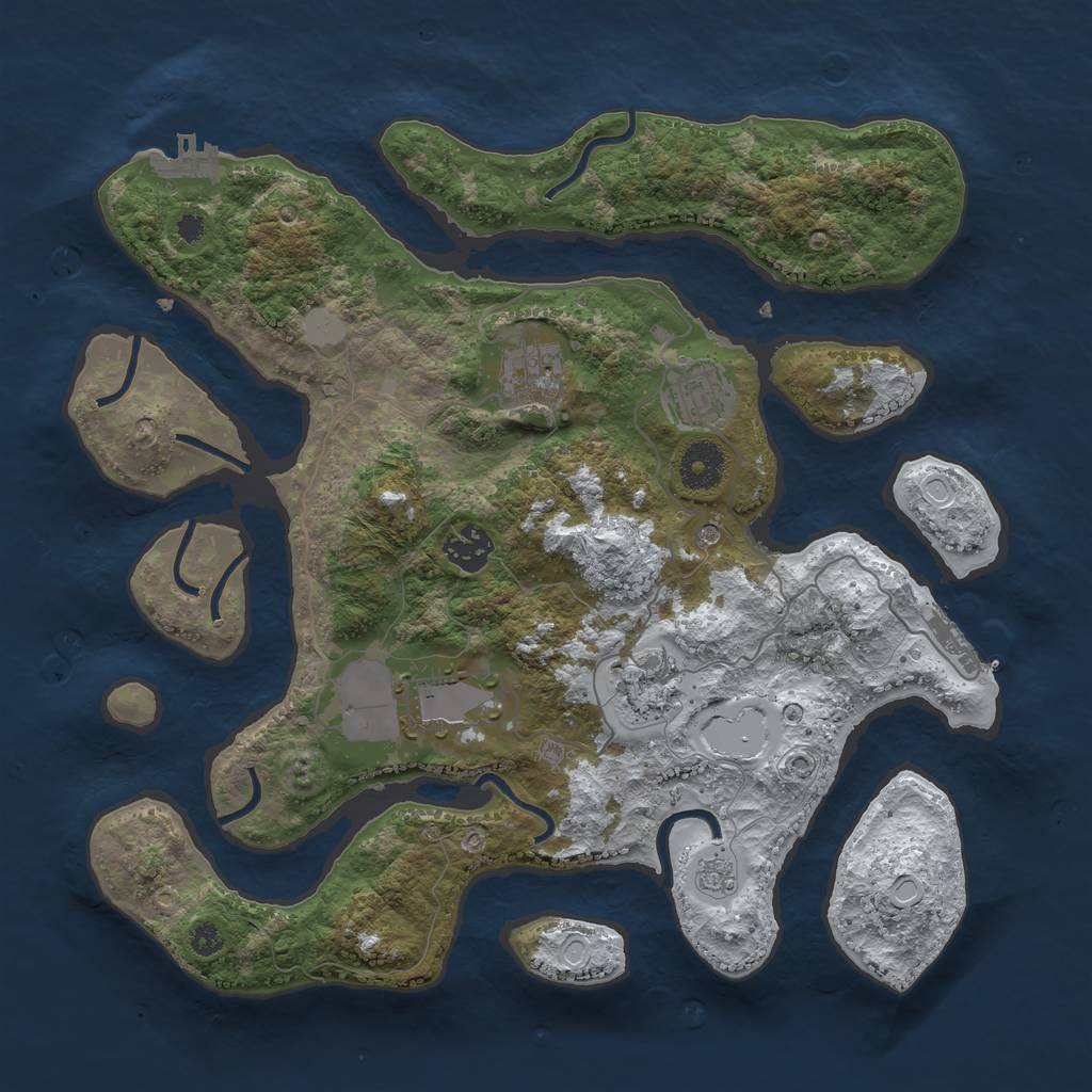 Rust Map: Procedural Map, Size: 3500, Seed: 507774, 14 Monuments