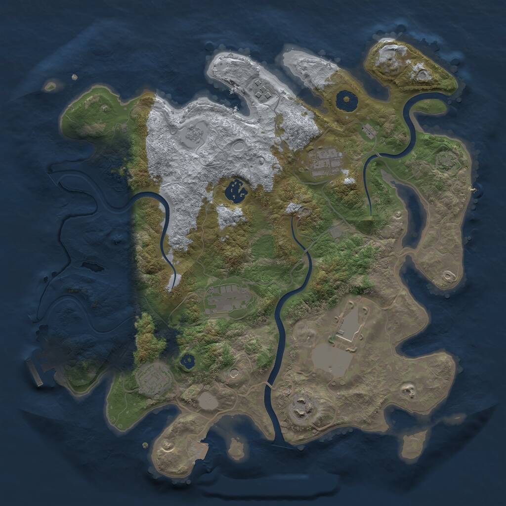 Rust Map: Procedural Map, Size: 3500, Seed: 4759911, 12 Monuments
