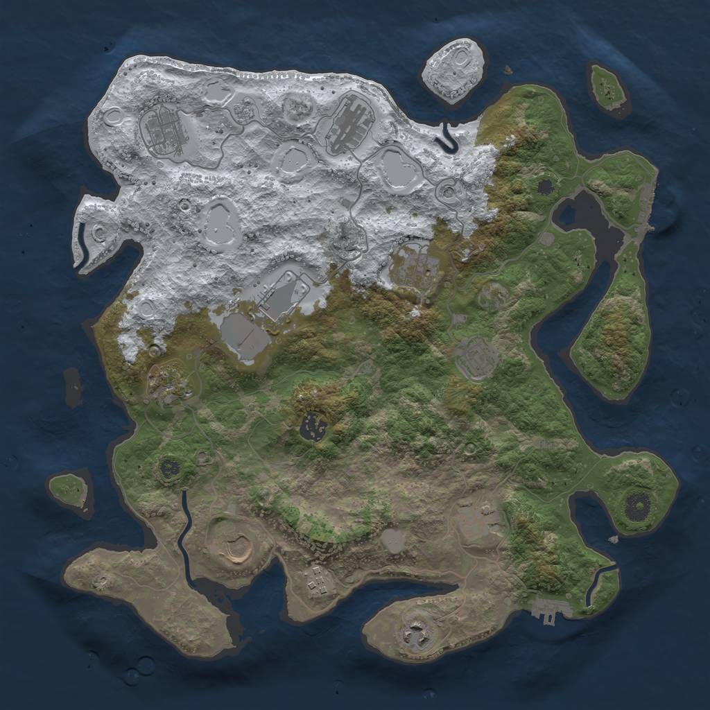 Rust Map: Procedural Map, Size: 3850, Seed: 740794436, 20 Monuments