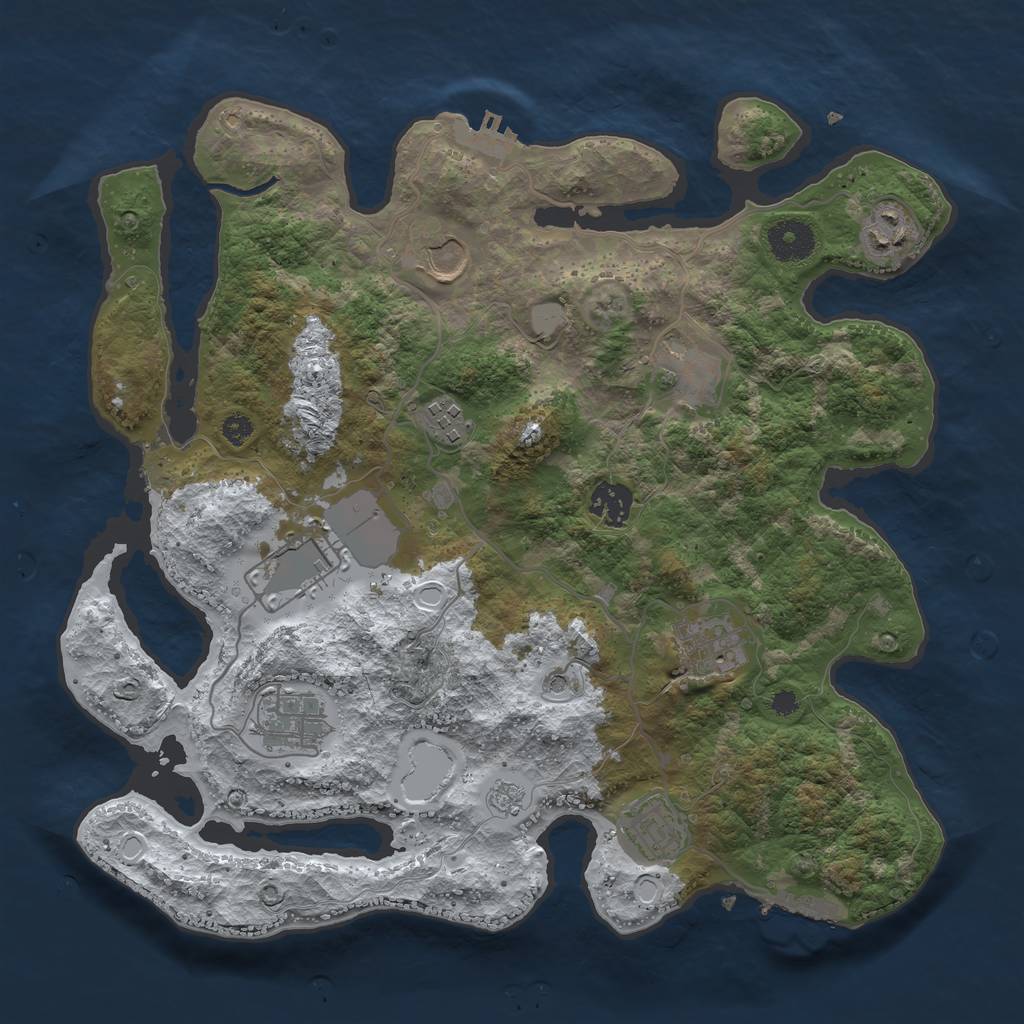 Rust Map: Procedural Map, Size: 3500, Seed: 6810815, 18 Monuments