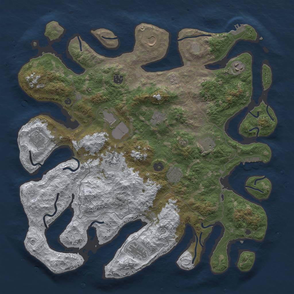 Rust Map: Procedural Map, Size: 4500, Seed: 463805720, 20 Monuments