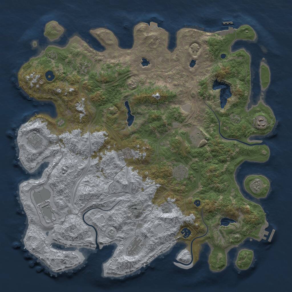 Rust Map: Procedural Map, Size: 4500, Seed: 463805720, 16 Monuments