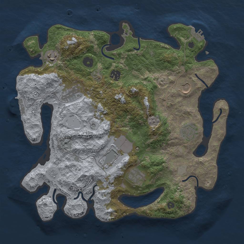 Rust Map: Procedural Map, Size: 3500, Seed: 366553, 17 Monuments