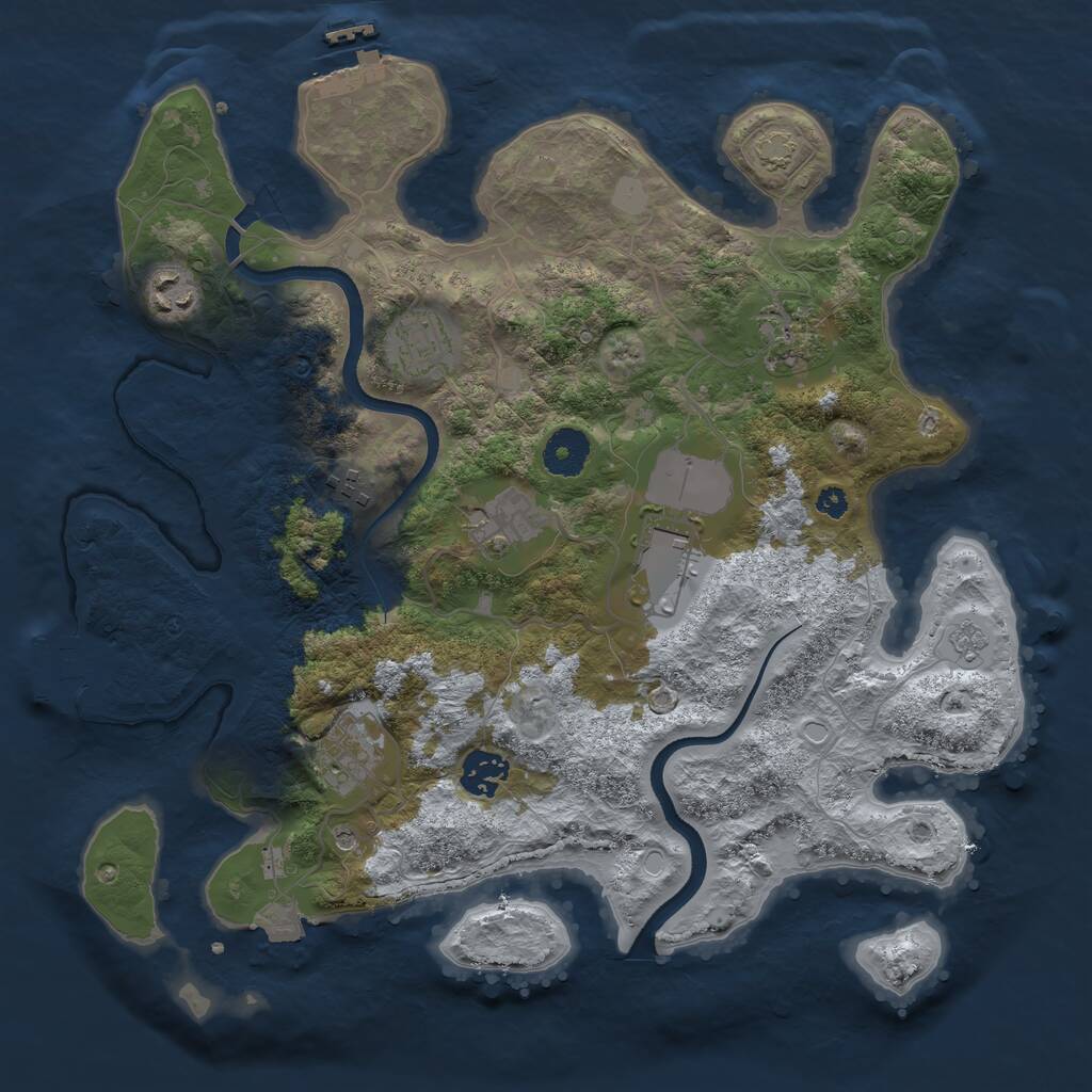 Rust Map: Procedural Map, Size: 3500, Seed: 2784524, 14 Monuments