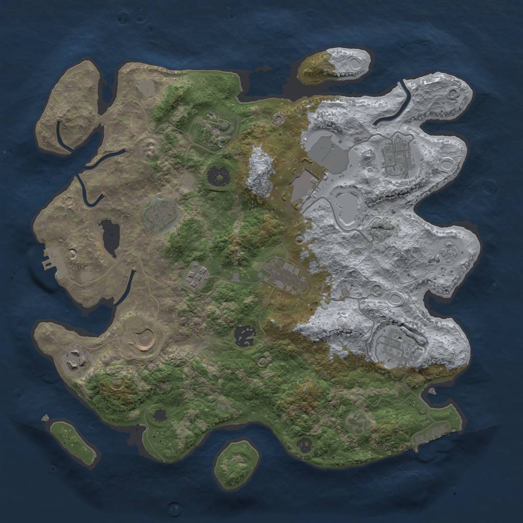 Rust Map: Procedural Map, Size: 3500, Seed: 4749994, 19 Monuments