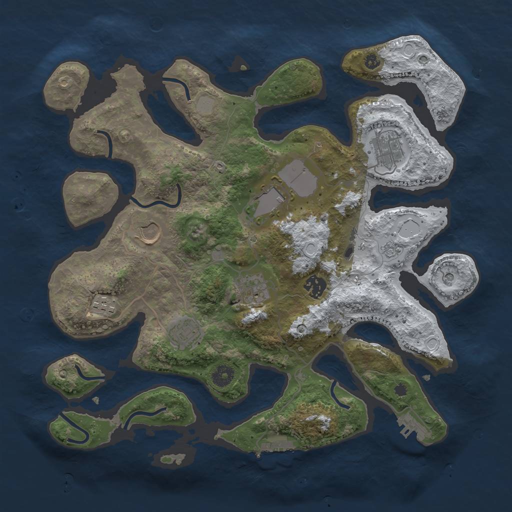 Rust Map: Procedural Map, Size: 3500, Seed: 5380828, 16 Monuments