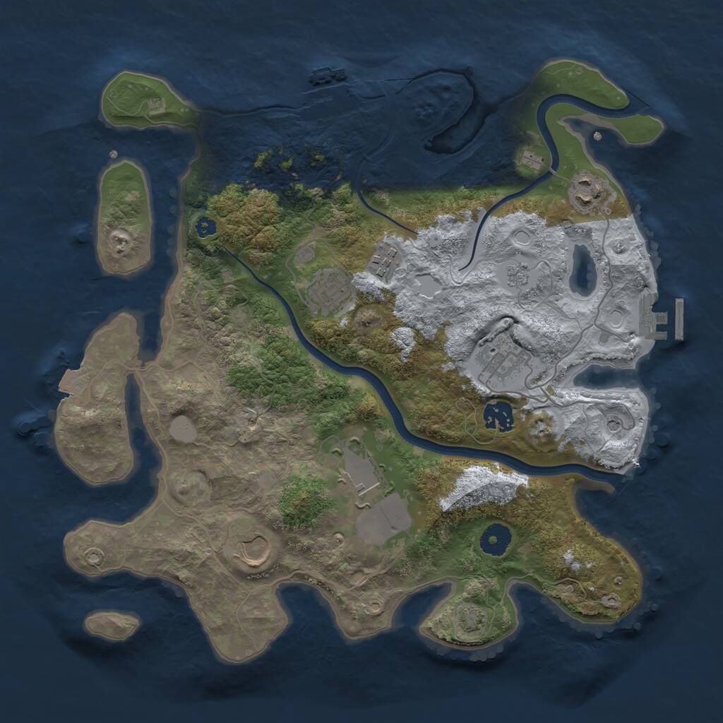 Rust Map: Procedural Map, Size: 3500, Seed: 77109, 13 Monuments