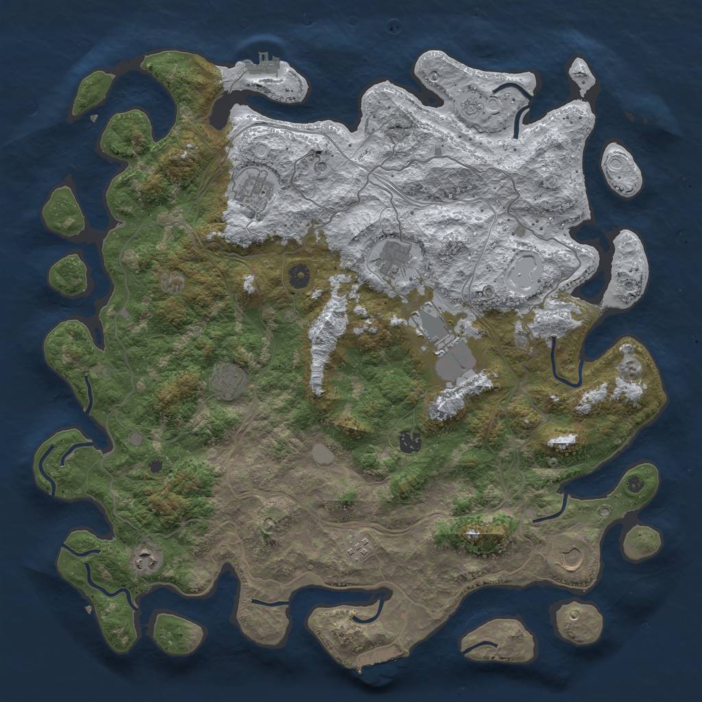 Rust Map: Procedural Map, Size: 4500, Seed: 3443196, 17 Monuments