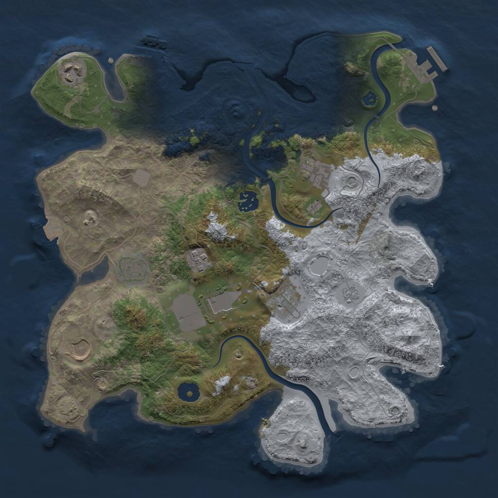 Rust Map: Procedural Map, Size: 3500, Seed: 42830, 14 Monuments
