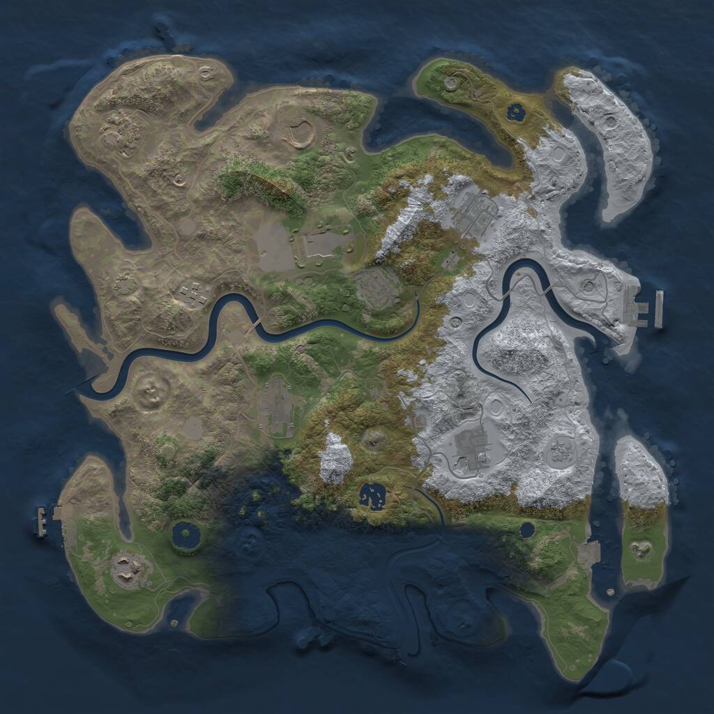 Rust Map: Procedural Map, Size: 3850, Seed: 1787421107, 16 Monuments