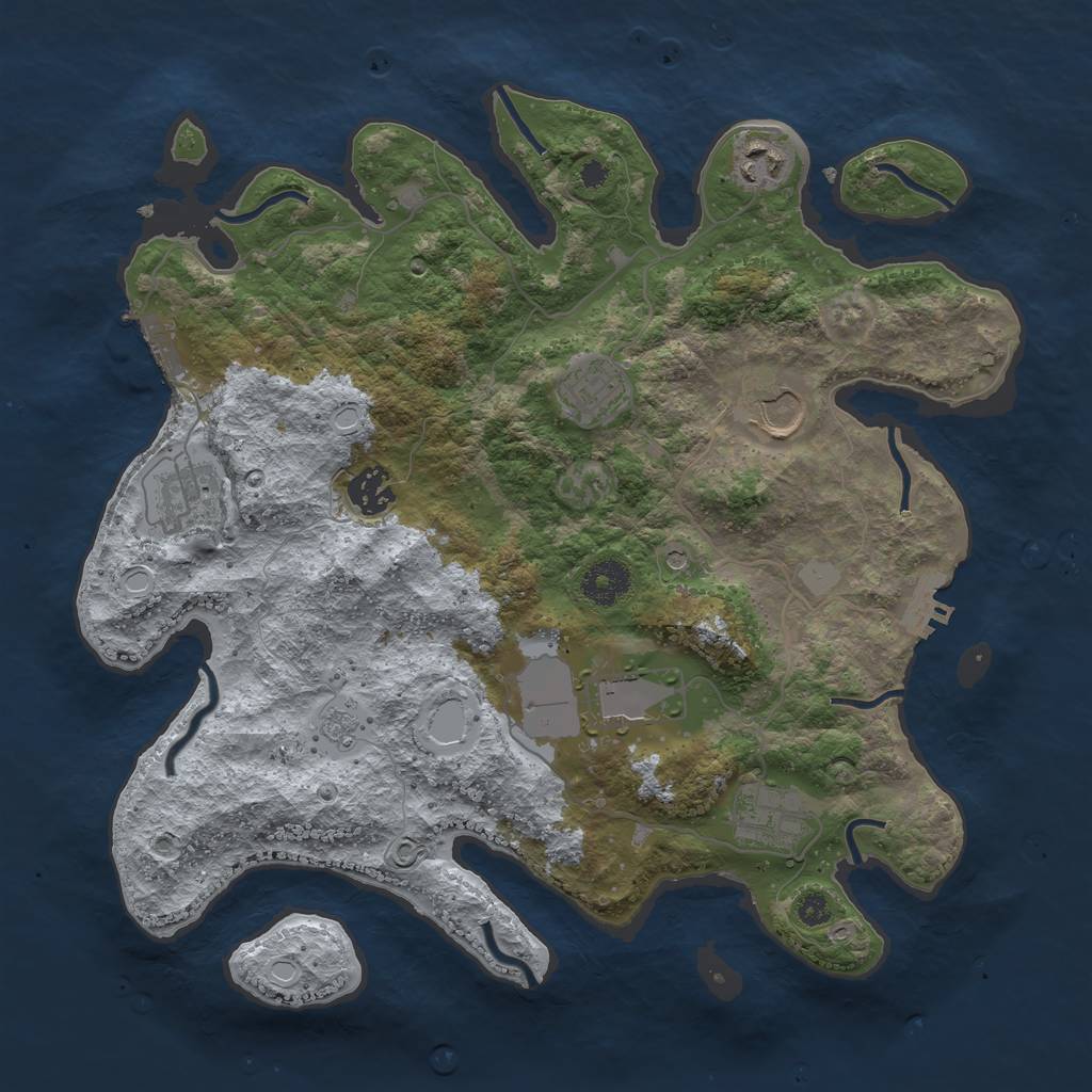 Rust Map: Procedural Map, Size: 3500, Seed: 5534050, 16 Monuments