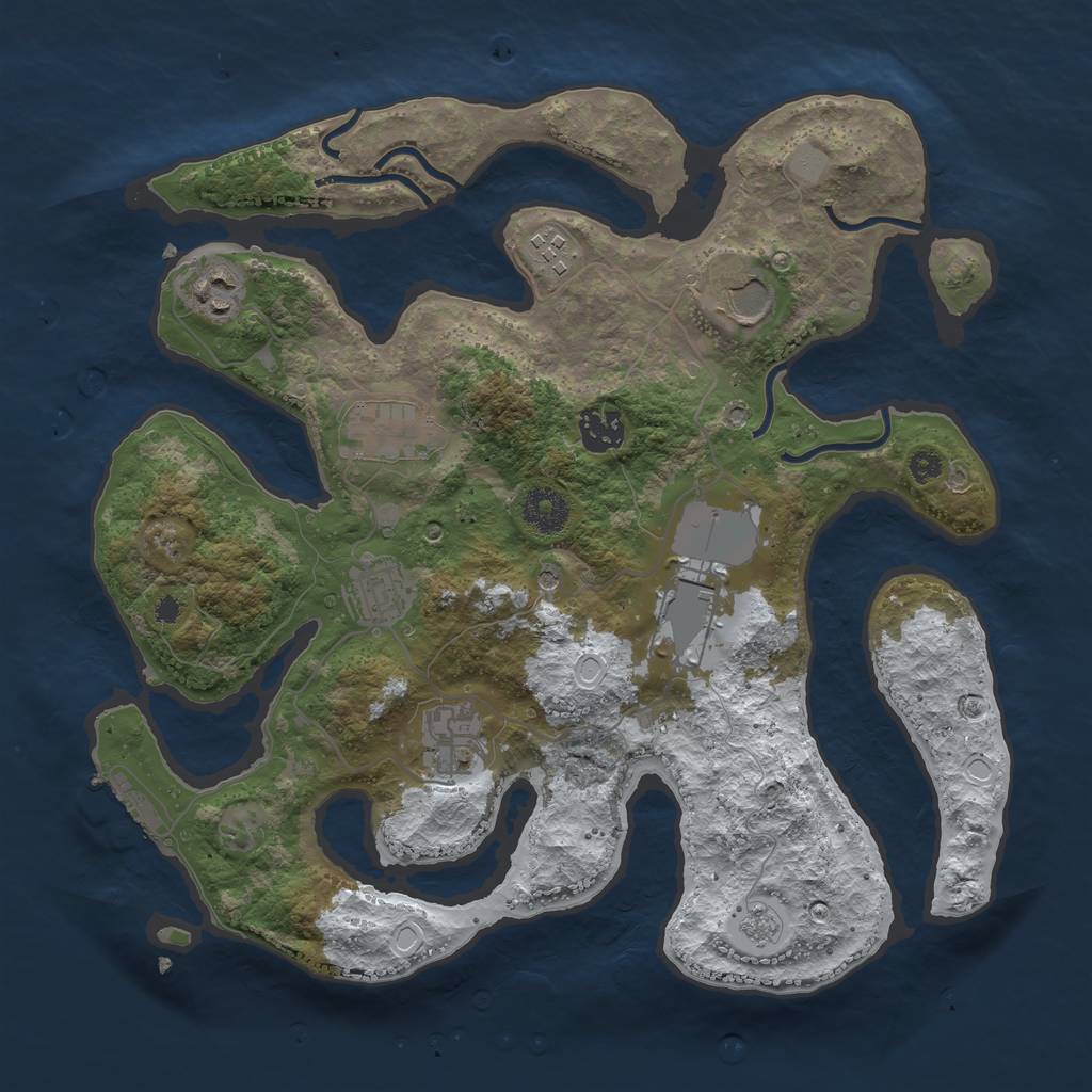 Rust Map: Procedural Map, Size: 3500, Seed: 2513171, 16 Monuments