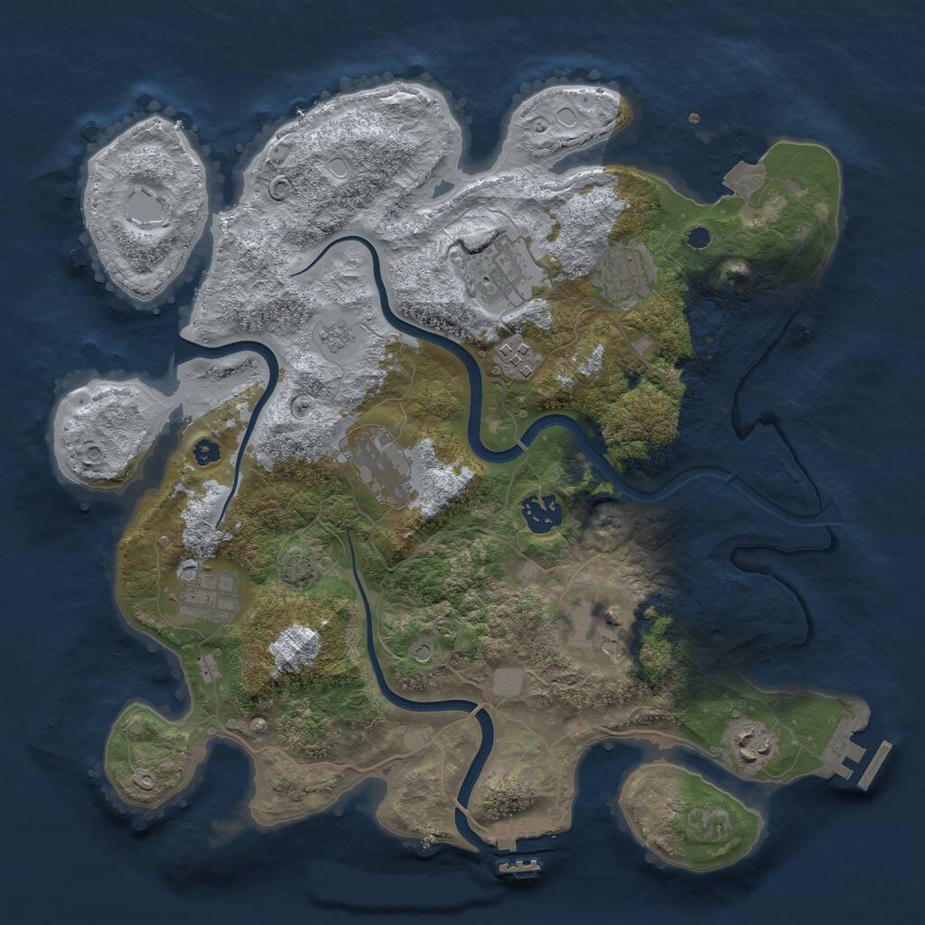 Rust Map: Procedural Map, Size: 3500, Seed: 2574306, 14 Monuments