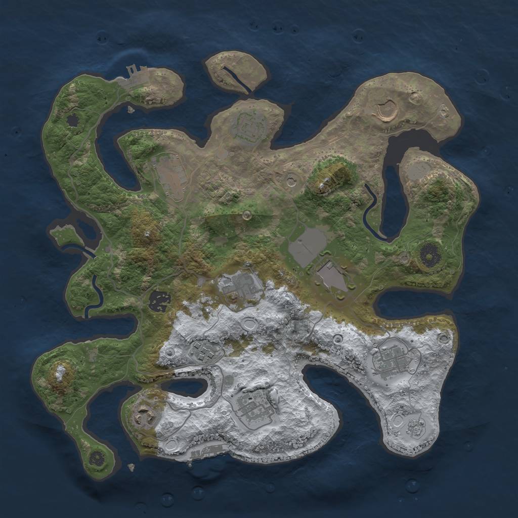 Rust Map: Procedural Map, Size: 3500, Seed: 1151046839, 19 Monuments