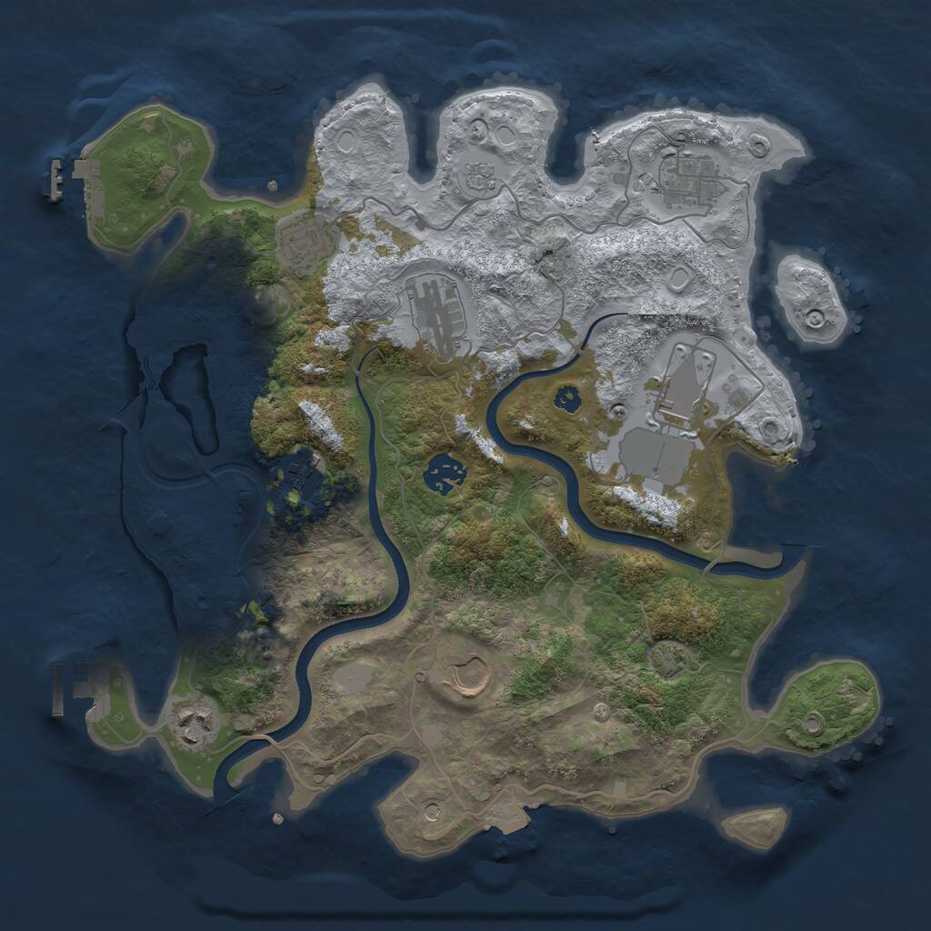 Rust Map: Procedural Map, Size: 3500, Seed: 967627026, 14 Monuments