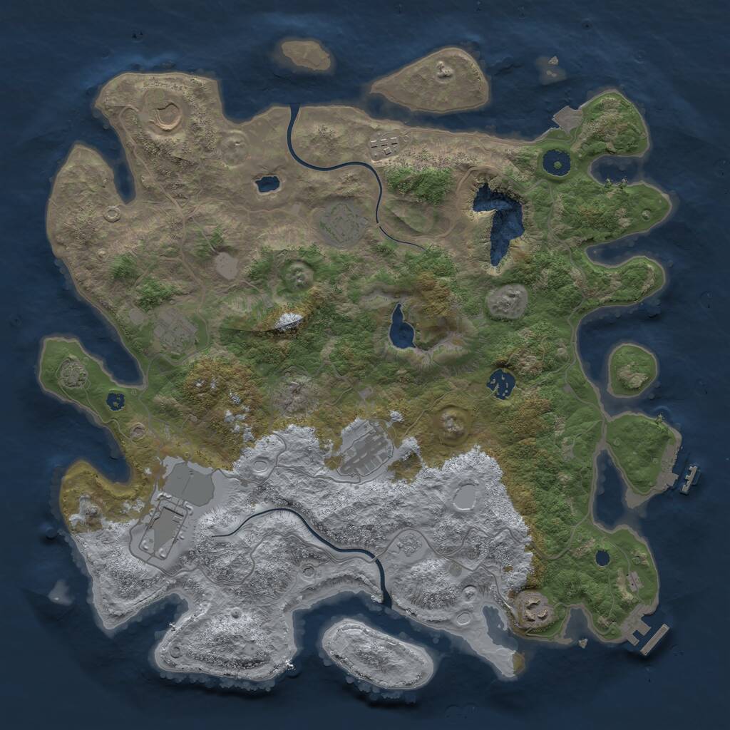 Rust Map: Procedural Map, Size: 4000, Seed: 821322938, 14 Monuments