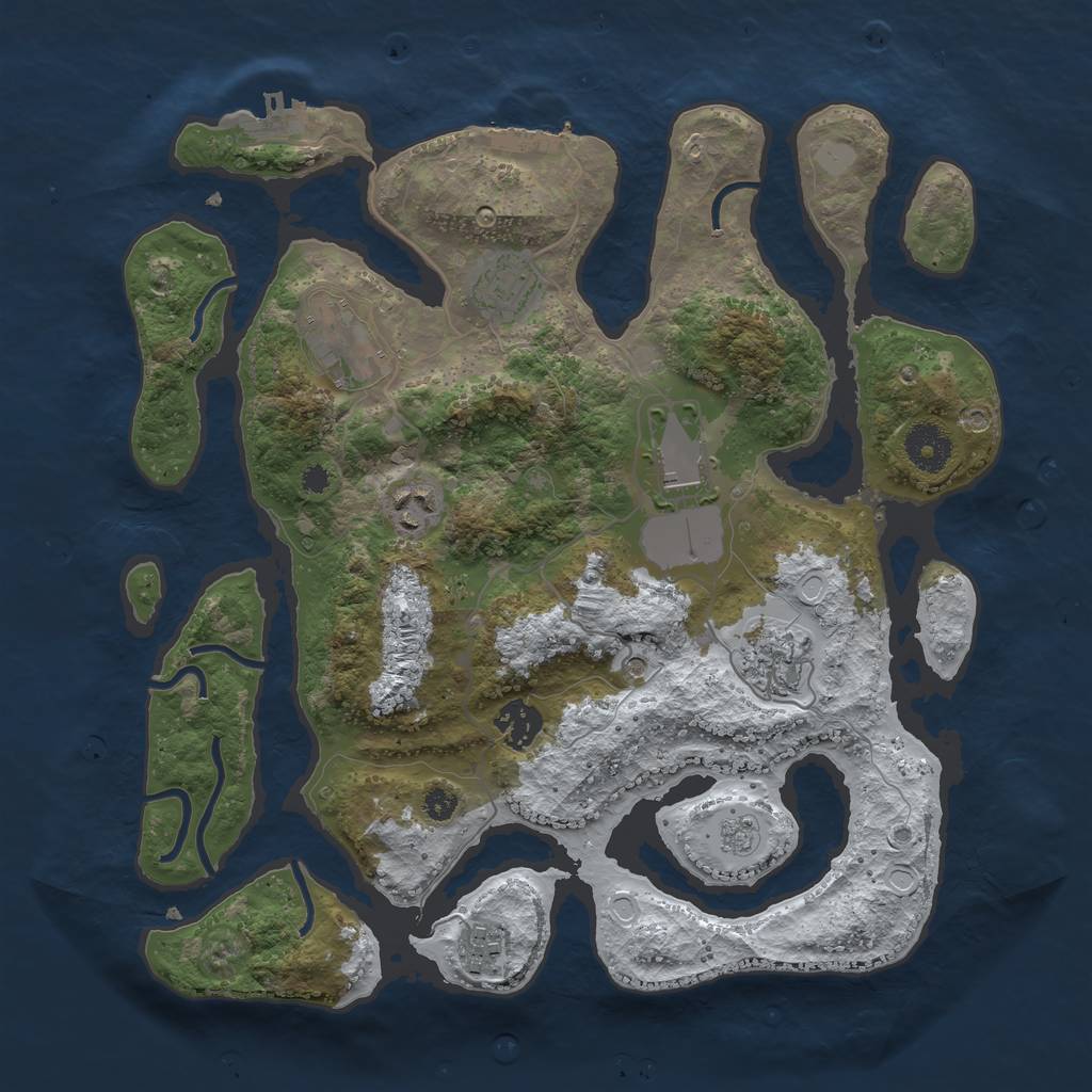 Rust Map: Procedural Map, Size: 3500, Seed: 5217721, 16 Monuments