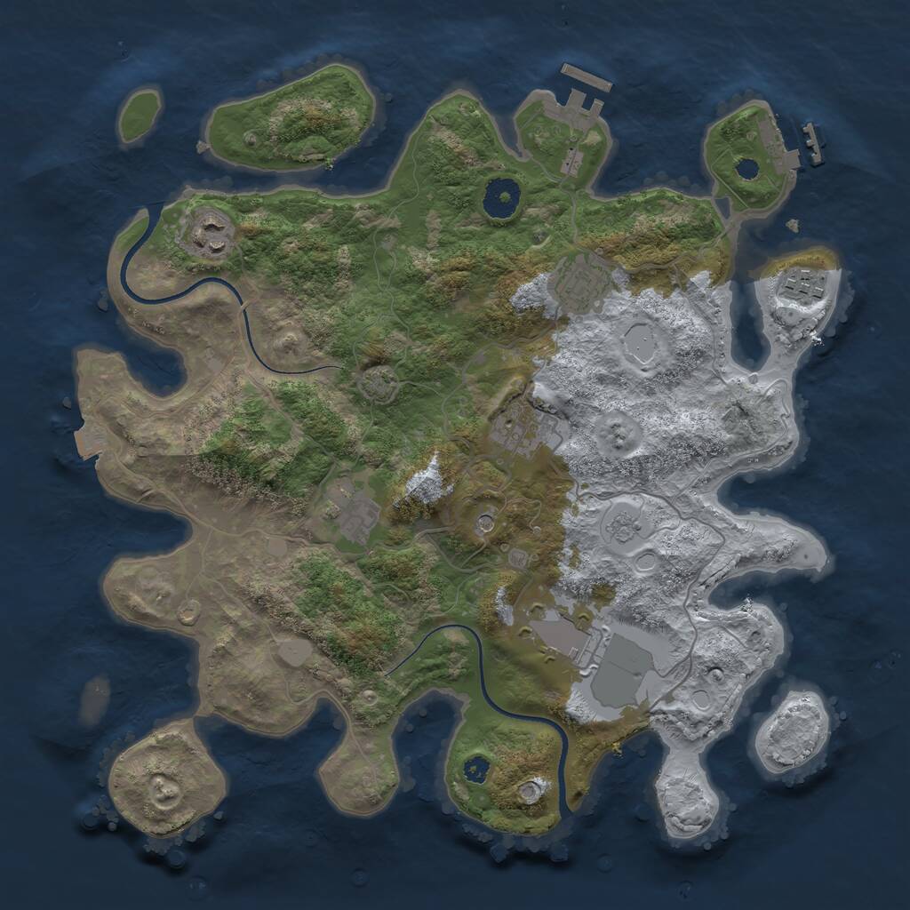Rust Map: Procedural Map, Size: 3500, Seed: 6117734, 12 Monuments