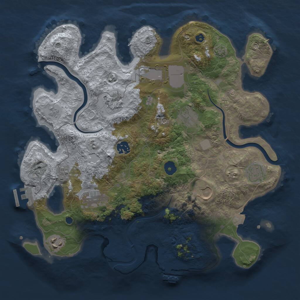 Rust Map: Procedural Map, Size: 3500, Seed: 6351833, 15 Monuments
