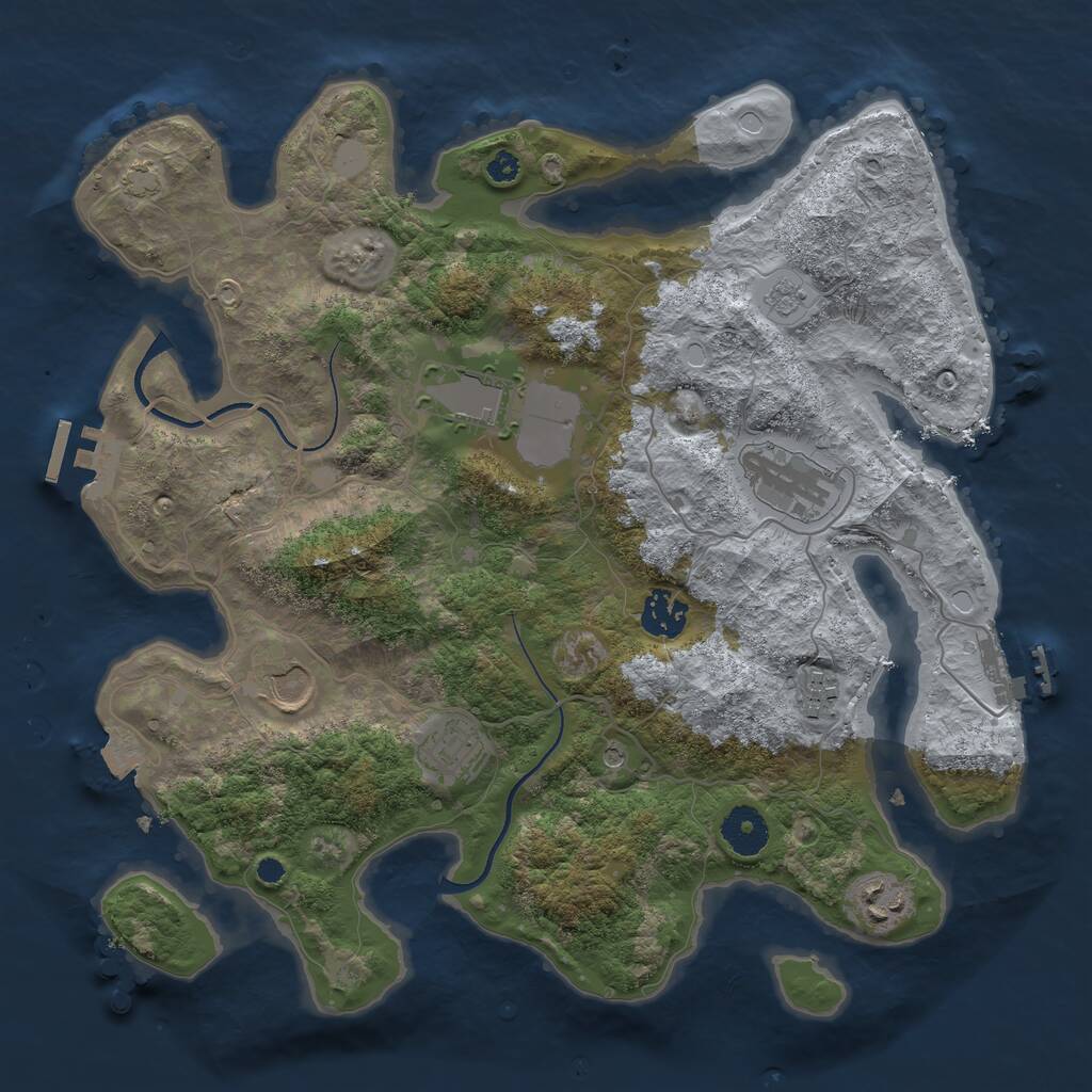 Rust Map: Procedural Map, Size: 3500, Seed: 3350913, 13 Monuments
