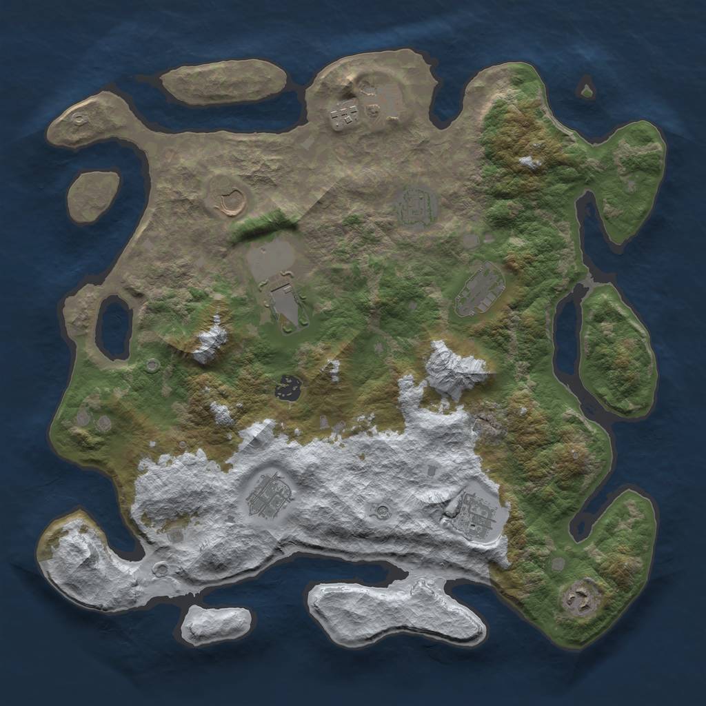 Rust Map: Barren, Size: 4000, Seed: 26, 13 Monuments