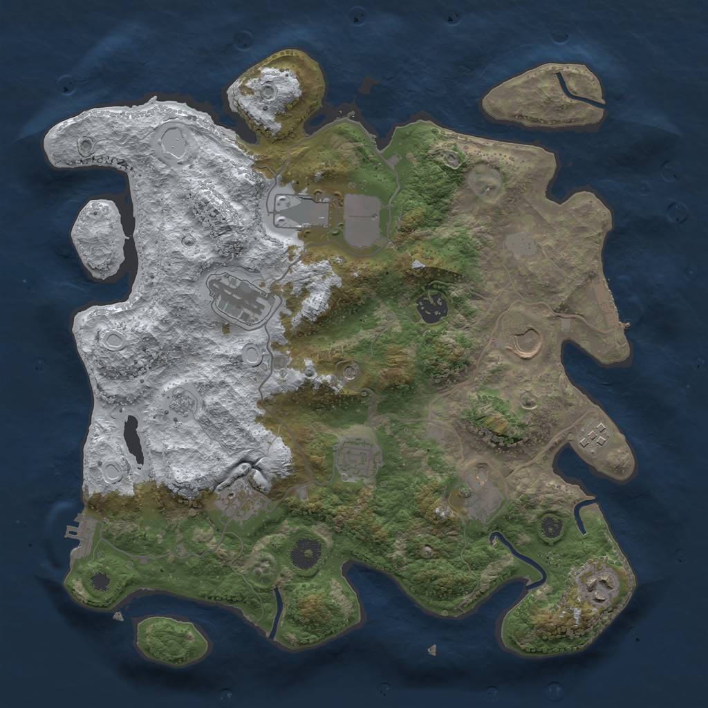 Rust Map: Procedural Map, Size: 3500, Seed: 5126305, 18 Monuments