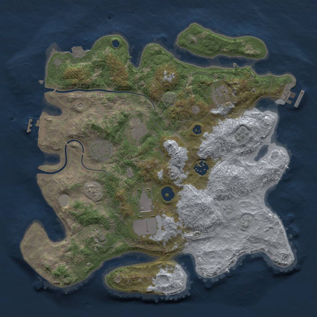 Rust Map: Procedural Map, Size: 3500, Seed: 1553895, 13 Monuments