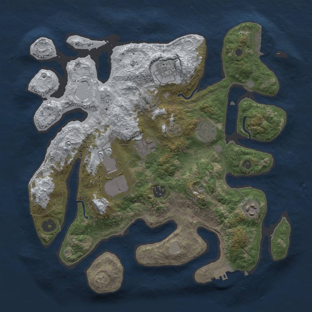 Rust Map: Procedural Map, Size: 3500, Seed: 1423970183, 15 Monuments