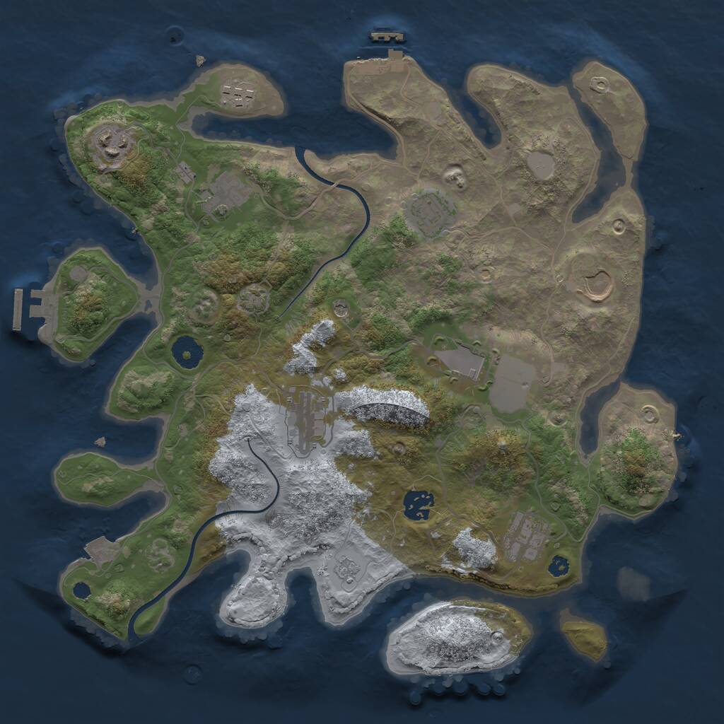 Rust Map: Procedural Map, Size: 3500, Seed: 24724, 15 Monuments