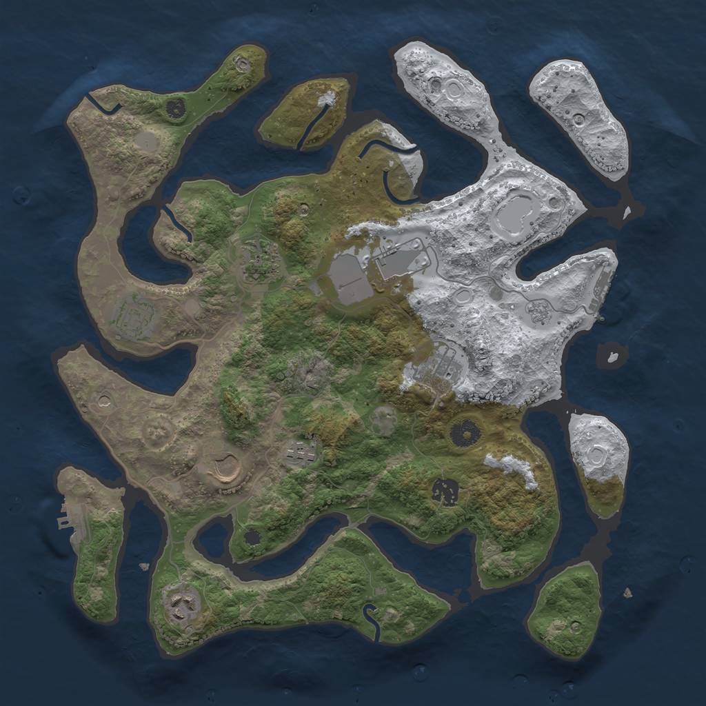 Rust Map: Procedural Map, Size: 3750, Seed: 90086, 17 Monuments