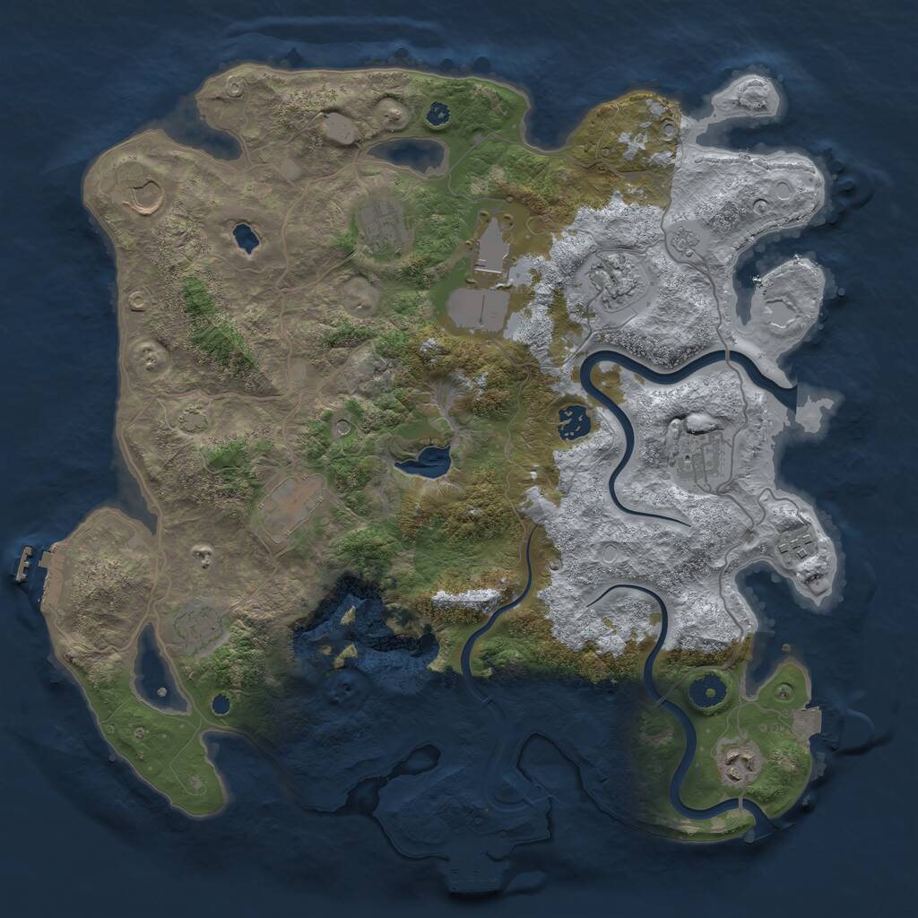 Rust Map: Procedural Map, Size: 4000, Seed: 3758, 16 Monuments