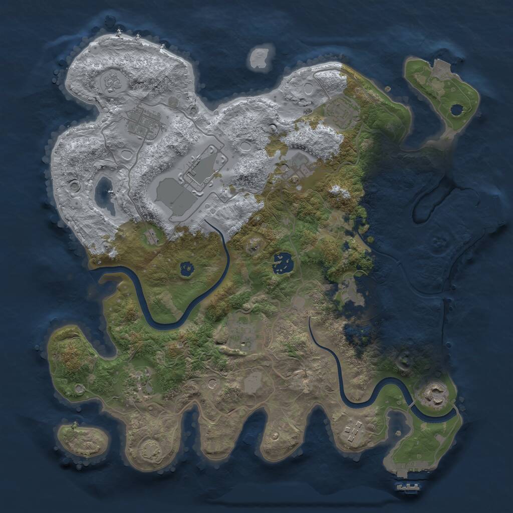 Rust Map: Procedural Map, Size: 3500, Seed: 837249, 16 Monuments