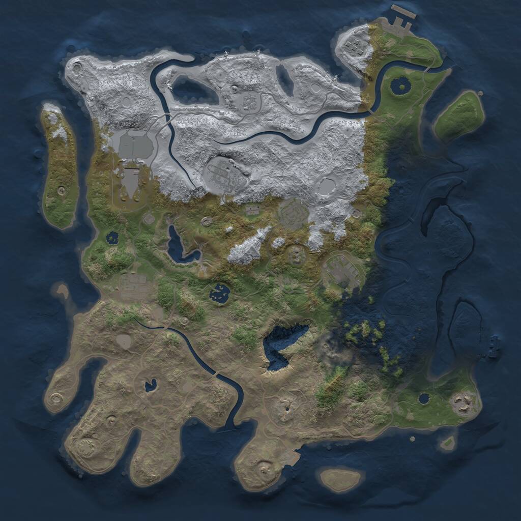 Rust Map: Procedural Map, Size: 4050, Seed: 1056565583, 14 Monuments