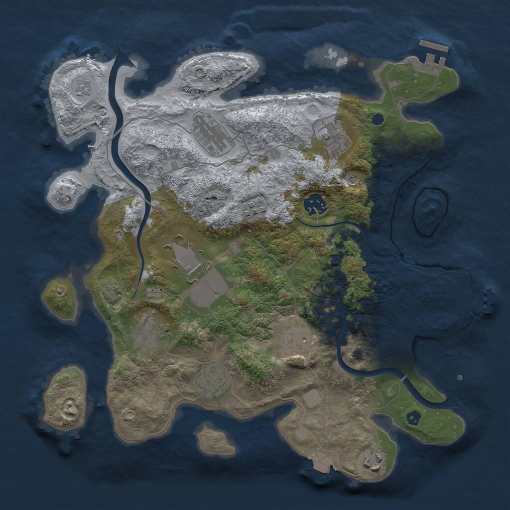 Rust Map: Procedural Map, Size: 3500, Seed: 734564, 15 Monuments