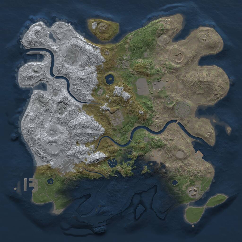 Rust Map: Procedural Map, Size: 3800, Seed: 6135729, 17 Monuments