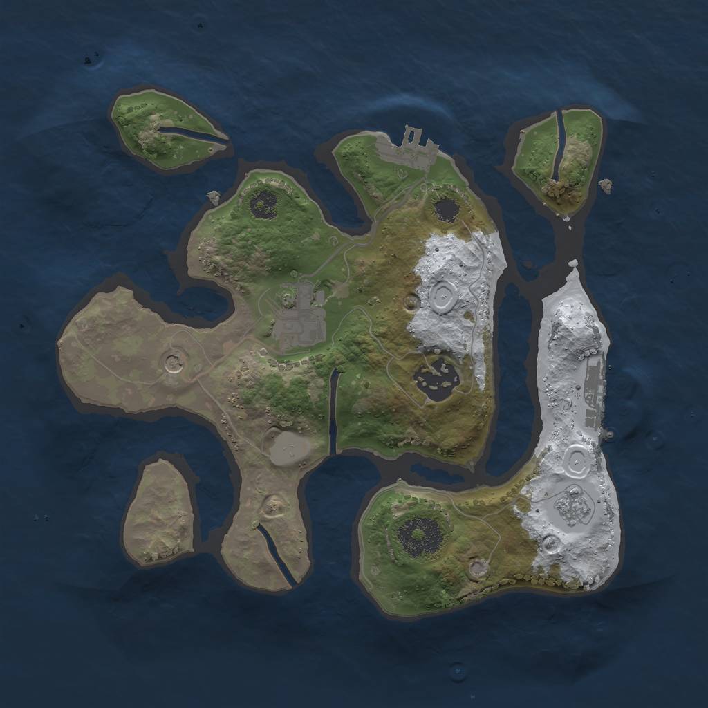 Rust Map: Procedural Map, Size: 2500, Seed: 635176238, 11 Monuments