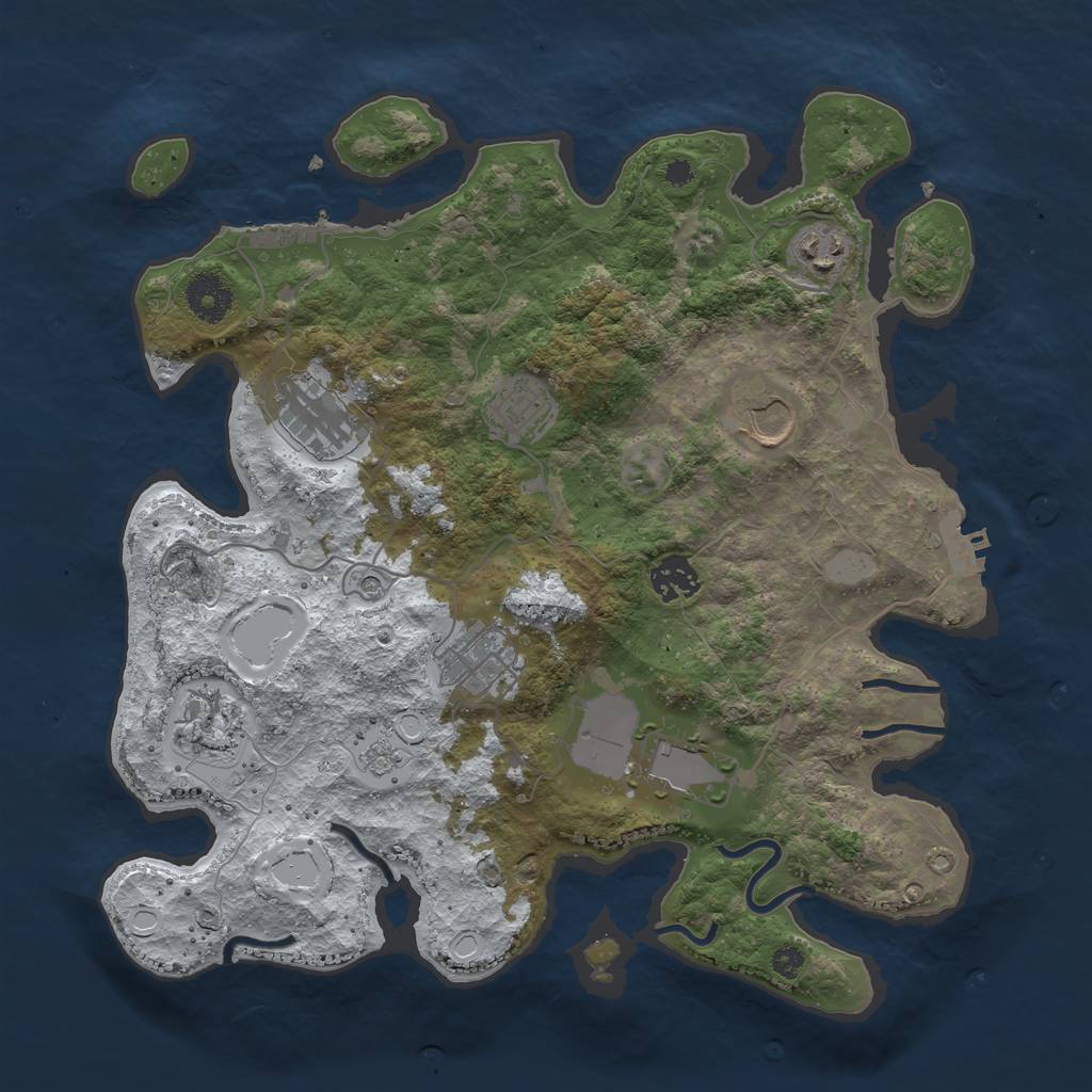 Rust Map: Procedural Map, Size: 3500, Seed: 5407879, 17 Monuments
