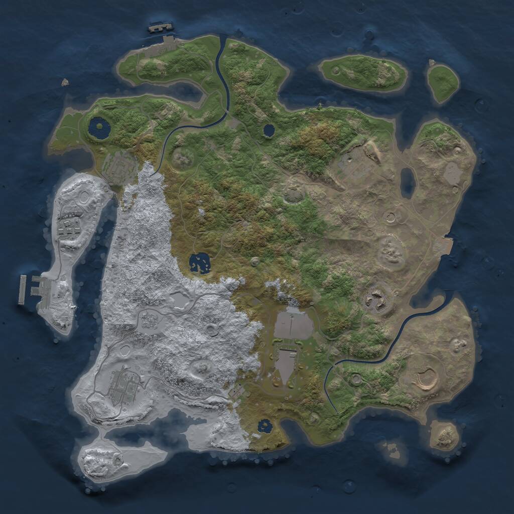 Rust Map: Procedural Map, Size: 3500, Seed: 50856, 14 Monuments