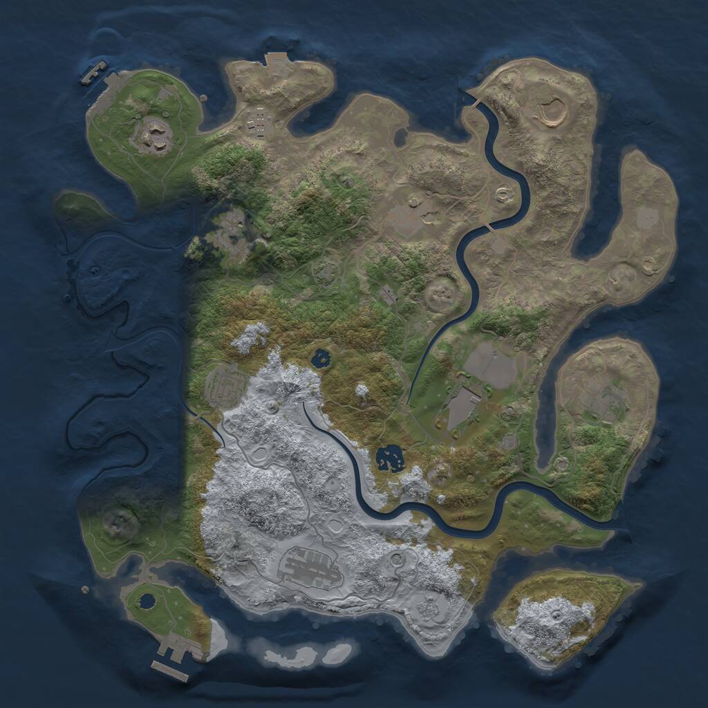 Rust Map: Procedural Map, Size: 3700, Seed: 837, 16 Monuments