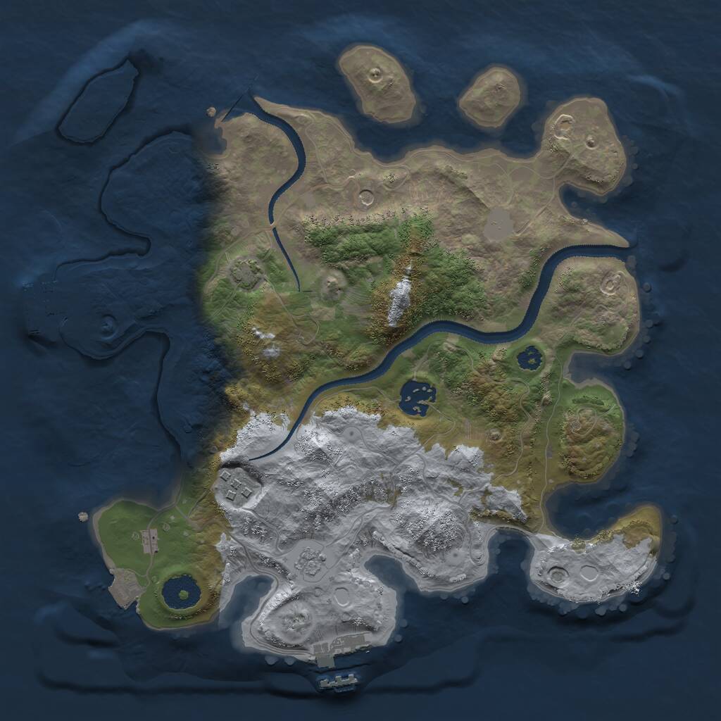 Rust Map: Procedural Map, Size: 3000, Seed: 14232, 8 Monuments