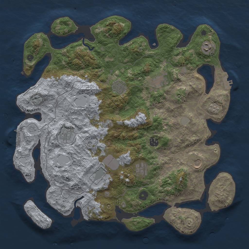 Rust Map: Procedural Map, Size: 4000, Seed: 1236013, 18 Monuments