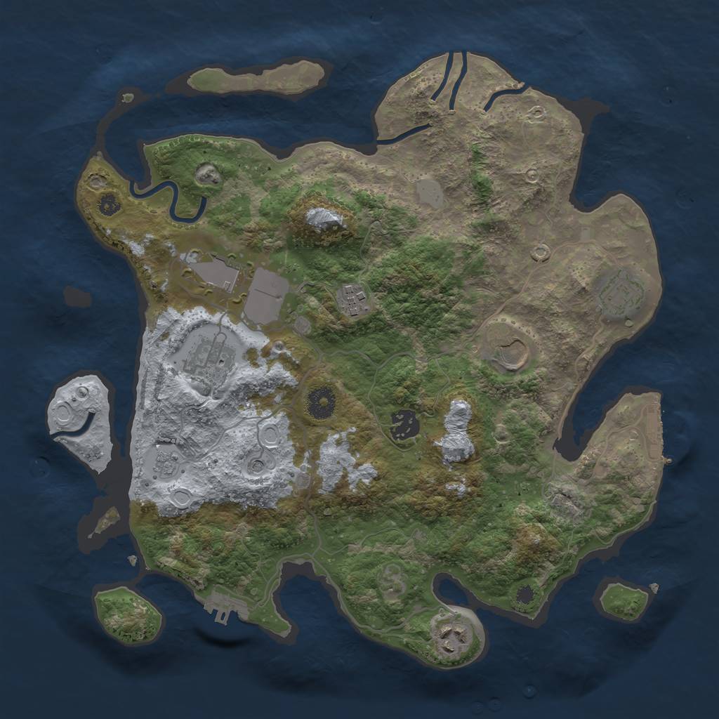 Rust Map: Procedural Map, Size: 3500, Seed: 1370382, 14 Monuments