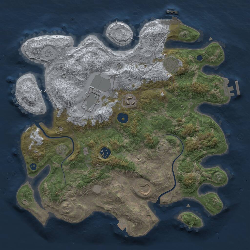 Rust Map: Procedural Map, Size: 3510, Seed: 2541, 11 Monuments