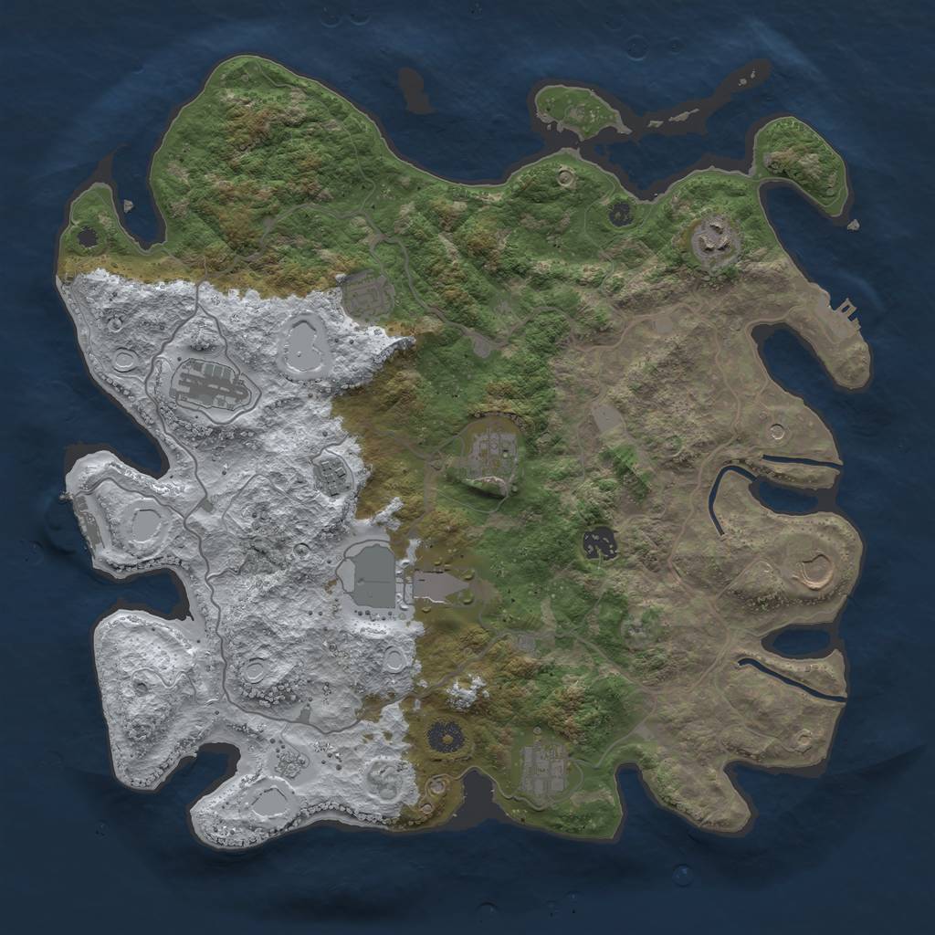 Rust Map: Procedural Map, Size: 4000, Seed: 3051529, 18 Monuments