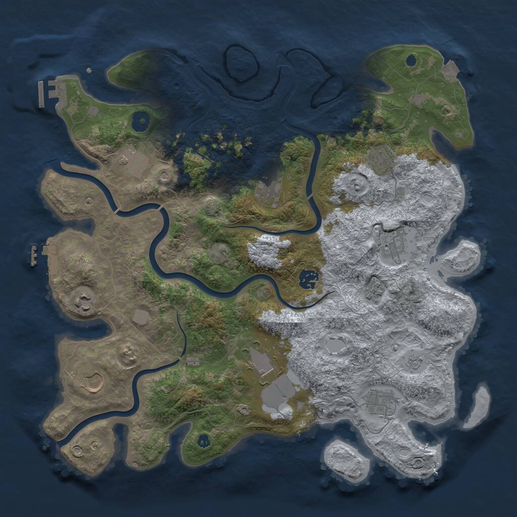 Rust Map: Procedural Map, Size: 3950, Seed: 1880578381, 16 Monuments