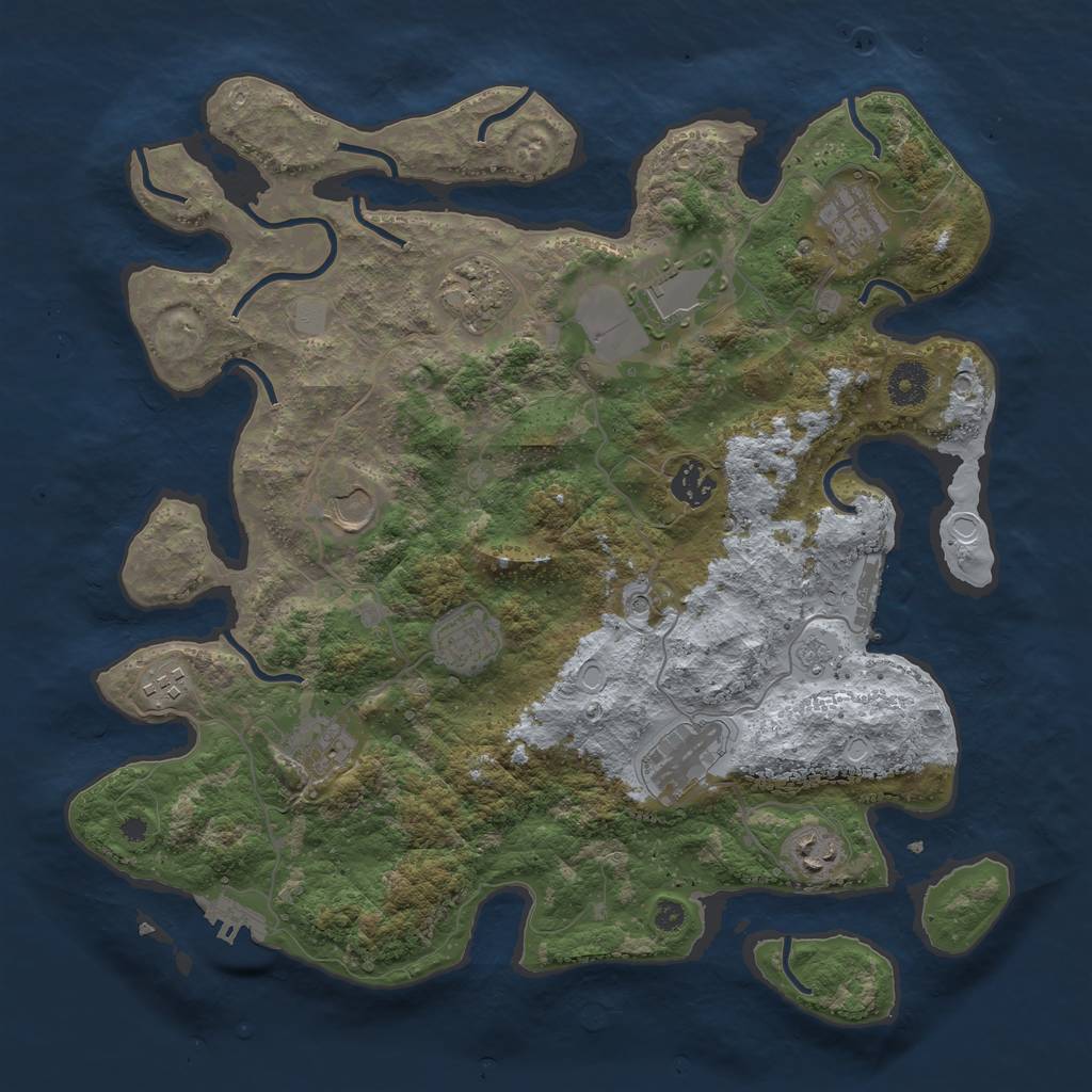 Rust Map: Procedural Map, Size: 3750, Seed: 2791885, 17 Monuments