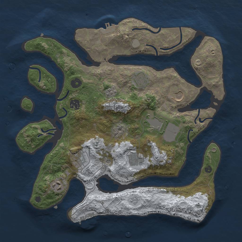Rust Map: Procedural Map, Size: 3500, Seed: 4531248, 17 Monuments