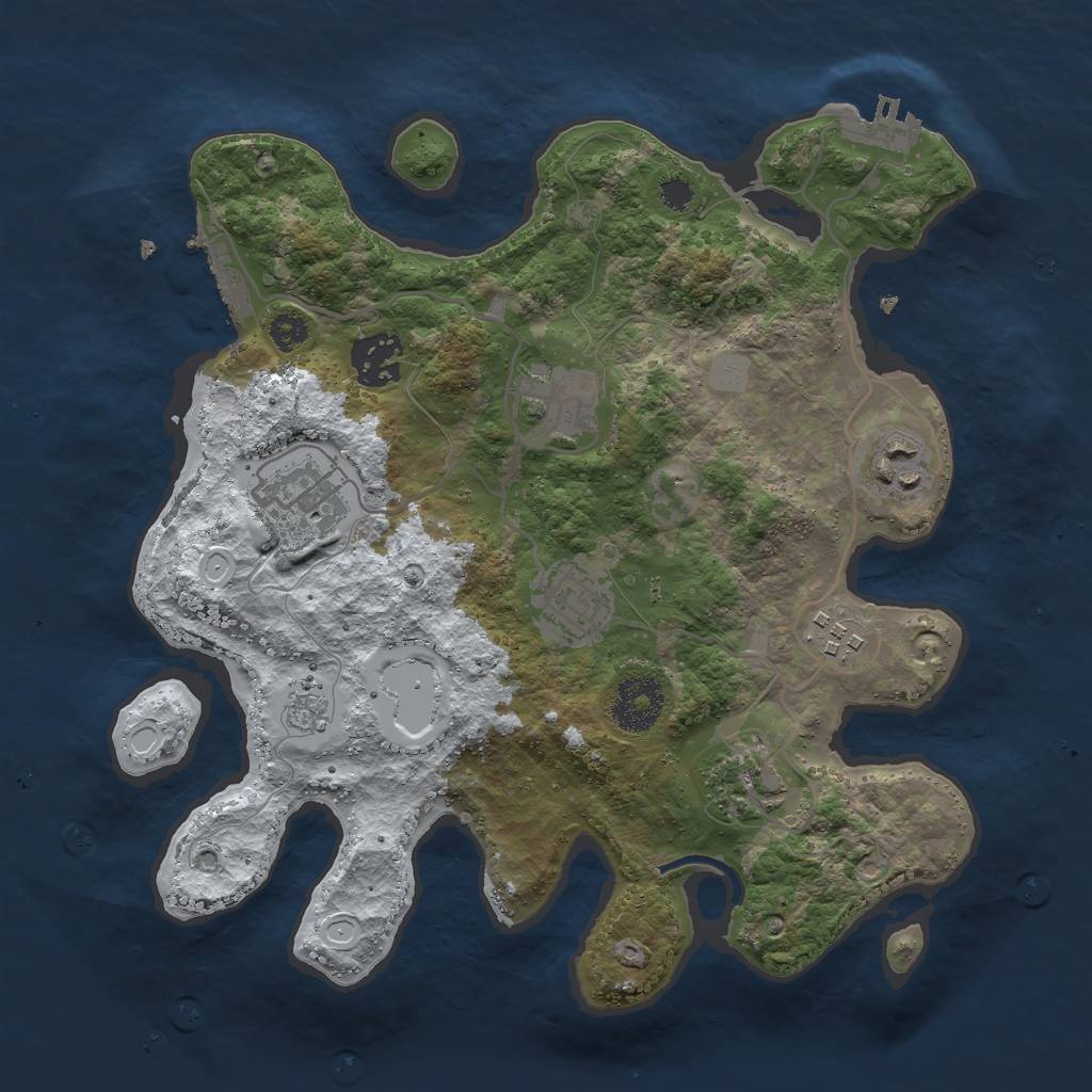 Rust Map: Procedural Map, Size: 3000, Seed: 2093614614, 15 Monuments