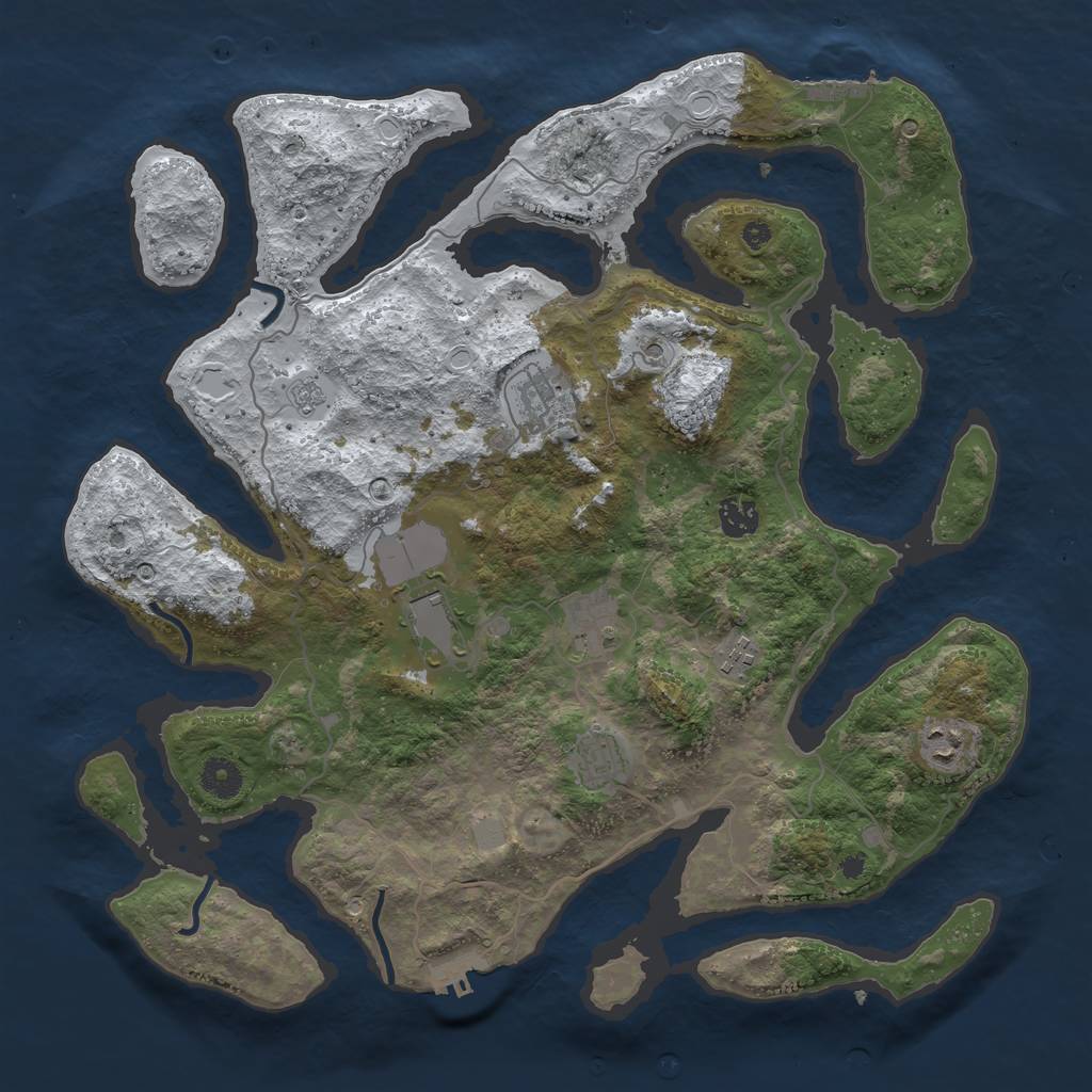 Rust Map: Procedural Map, Size: 4000, Seed: 451, 16 Monuments