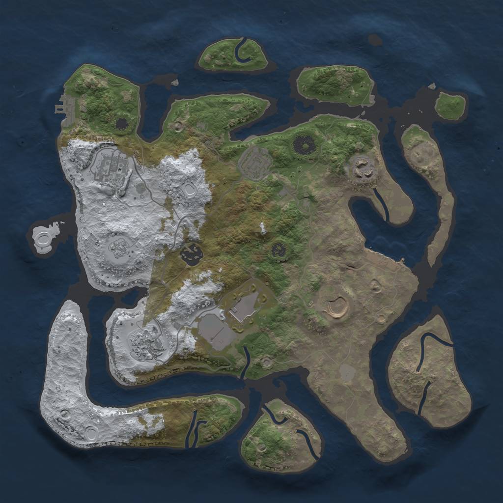 Rust Map: Procedural Map, Size: 3500, Seed: 1791509041, 15 Monuments